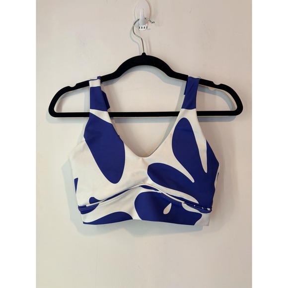 Anthropologie Other - Wilo The Label Sports‎ Bra Small V Neck Blue White Abstract Padded High Support
